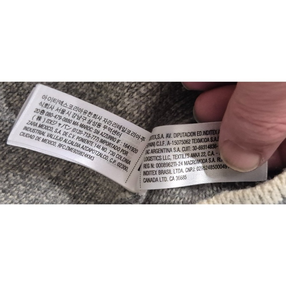 Zara women's Grey high neck pullover tight knit sweater off white‎ detail sz. LG - Picture 6 of 14